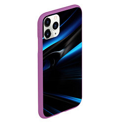 Чехол iPhone 11 Pro матовый Черная и синяя геометрическая абстракция, цвет: 3D-фиолетовый — фото 2