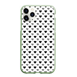 Чехол iPhone 11 Pro матовый Черно-белые сердечки