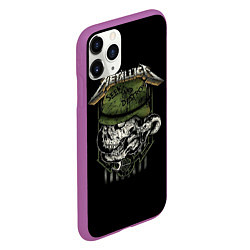 Чехол iPhone 11 Pro матовый Metallica - skull, цвет: 3D-фиолетовый — фото 2