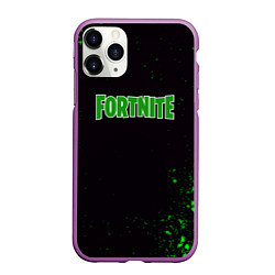 Чехол iPhone 11 Pro матовый Fortnite зеленый краски лого