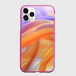 Чехол iPhone 11 Pro матовый Оранжевая и синяя абстрактная дуга, цвет: 3D-малиновый