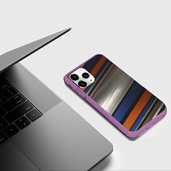 Чехол iPhone 11 Pro матовый Разноцветные прямые полосы, цвет: 3D-фиолетовый — фото 2