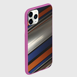 Чехол iPhone 11 Pro матовый Разноцветные прямые полосы, цвет: 3D-фиолетовый — фото 2