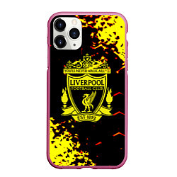 Чехол iPhone 11 Pro матовый Liverpool жёлтые краски текстура