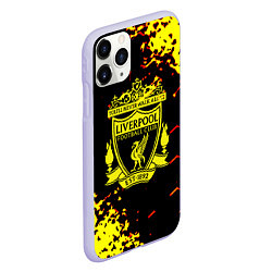 Чехол iPhone 11 Pro матовый Liverpool жёлтые краски текстура, цвет: 3D-светло-сиреневый — фото 2