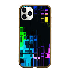 Чехол iPhone 11 Pro матовый Разноцветные прямоугольники на чёрном фоне