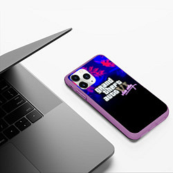 Чехол iPhone 11 Pro матовый GTA vice city tropic game, цвет: 3D-фиолетовый — фото 2