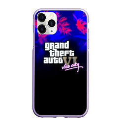 Чехол iPhone 11 Pro матовый GTA vice city tropic game, цвет: 3D-светло-сиреневый