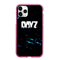 Чехол iPhone 11 Pro матовый Dayz текстура краски голубые, цвет: 3D-малиновый