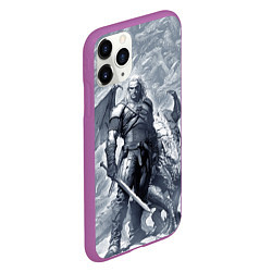 Чехол iPhone 11 Pro матовый The Witcher and dragon - hand drawn style, цвет: 3D-фиолетовый — фото 2