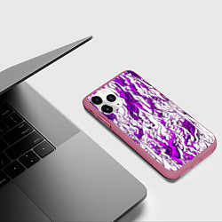 Чехол iPhone 11 Pro матовый Белый и розовый узор, цвет: 3D-малиновый — фото 2