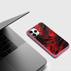 Чехол iPhone 11 Pro матовый Чёрная и красная субстанция, цвет: 3D-малиновый — фото 2