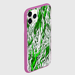 Чехол iPhone 11 Pro матовый Белый и зелёный узор, цвет: 3D-фиолетовый — фото 2