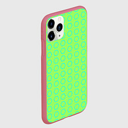 Чехол iPhone 11 Pro матовый Неоновый салатовый с шестигранниками циан, цвет: 3D-малиновый — фото 2