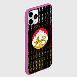 Чехол iPhone 11 Pro матовый Герб Осетии на фоне надписей, цвет: 3D-фиолетовый — фото 2