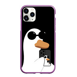 Чехол iPhone 11 Pro матовый Гусь и селфи, цвет: 3D-фиолетовый