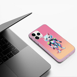 Чехол iPhone 11 Pro матовый Funny kitten - cyberpunk, цвет: 3D-розовый — фото 2