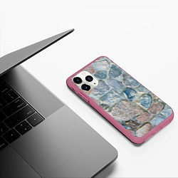 Чехол iPhone 11 Pro матовый Каменный фон, цвет: 3D-малиновый — фото 2