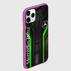 Чехол iPhone 11 Pro матовый Мерседес неон геометрия, цвет: 3D-фиолетовый — фото 2