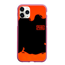 Чехол iPhone 11 Pro матовый PUBG orange splash, цвет: 3D-малиновый