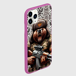 Чехол iPhone 11 Pro матовый Сердитый русский медведь с автоматом, цвет: 3D-фиолетовый — фото 2