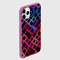 Чехол iPhone 11 Pro матовый Красно-синие квадраты на чёрном фоне, цвет: 3D-фиолетовый — фото 2