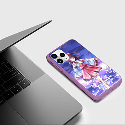 Чехол iPhone 11 Pro матовый Touhou Project Рейму улыбка, цвет: 3D-фиолетовый — фото 2