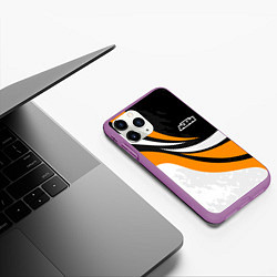 Чехол iPhone 11 Pro матовый КТМ - оранжевые вставки, цвет: 3D-фиолетовый — фото 2