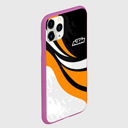 Чехол iPhone 11 Pro матовый КТМ - оранжевые вставки, цвет: 3D-фиолетовый — фото 2