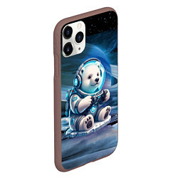 Чехол iPhone 11 Pro матовый Белый медвежонок кибер геймер, цвет: 3D-коричневый — фото 2