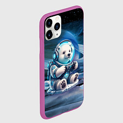 Чехол iPhone 11 Pro матовый Белый медвежонок кибер геймер, цвет: 3D-фиолетовый — фото 2