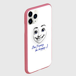 Чехол iPhone 11 Pro матовый Dont worry be happy, цвет: 3D-малиновый — фото 2