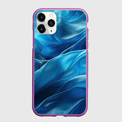 Чехол iPhone 11 Pro матовый Синие абстрактные волны, цвет: 3D-фиолетовый