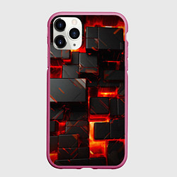 Чехол iPhone 11 Pro матовый Неоновые квадратики, цвет: 3D-малиновый