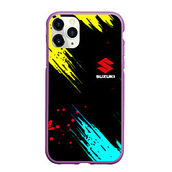 Чехол iPhone 11 Pro матовый Suzuki краски абстрактные, цвет: 3D-фиолетовый