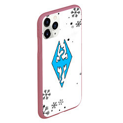 Чехол iPhone 11 Pro матовый Skyrim logo winter, цвет: 3D-малиновый — фото 2