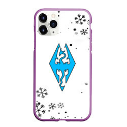 Чехол iPhone 11 Pro матовый Skyrim logo winter, цвет: 3D-фиолетовый