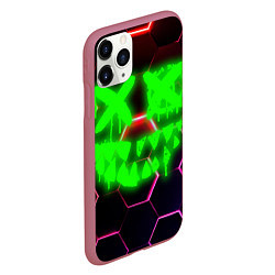 Чехол iPhone 11 Pro матовый Монстр из неона, цвет: 3D-малиновый — фото 2