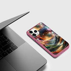 Чехол iPhone 11 Pro матовый Горы и блеск, цвет: 3D-малиновый — фото 2