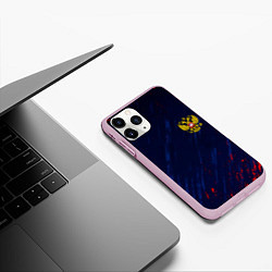 Чехол iPhone 11 Pro матовый Россия краски текстура, цвет: 3D-розовый — фото 2
