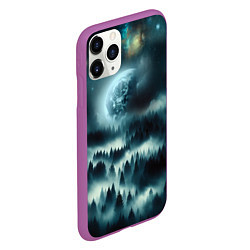 Чехол iPhone 11 Pro матовый Луна и туман в лесу, цвет: 3D-фиолетовый — фото 2