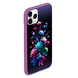 Чехол iPhone 11 Pro матовый Цветы - нейросеть, цвет: 3D-фиолетовый — фото 2