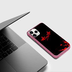 Чехол iPhone 11 Pro матовый Алиса краски текстура рок, цвет: 3D-малиновый — фото 2