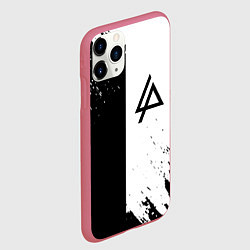 Чехол iPhone 11 Pro матовый Linkin park краски чёрнобелый, цвет: 3D-малиновый — фото 2