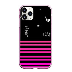 Чехол iPhone 11 Pro матовый Lil Peep розовые полосы, цвет: 3D-розовый