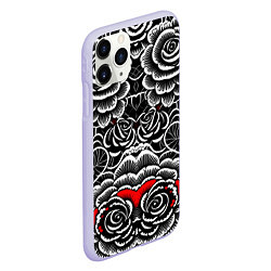 Чехол iPhone 11 Pro матовый Серые паттерны цветы, цвет: 3D-светло-сиреневый — фото 2