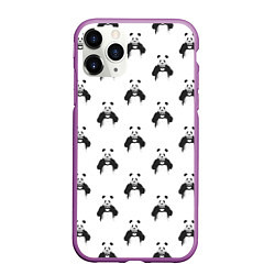 Чехол iPhone 11 Pro матовый Panda love - pattern, цвет: 3D-фиолетовый