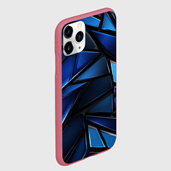 Чехол iPhone 11 Pro матовый Синие объемные геометрические объекты, цвет: 3D-малиновый — фото 2