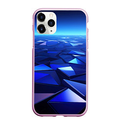 Чехол iPhone 11 Pro матовый Синие объемные блестящие плиты, цвет: 3D-розовый