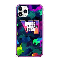 Чехол iPhone 11 Pro матовый Gta logo bright, цвет: 3D-фиолетовый